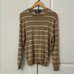 Ralph Lauren Men's Brown Striped Crewneck Sweater